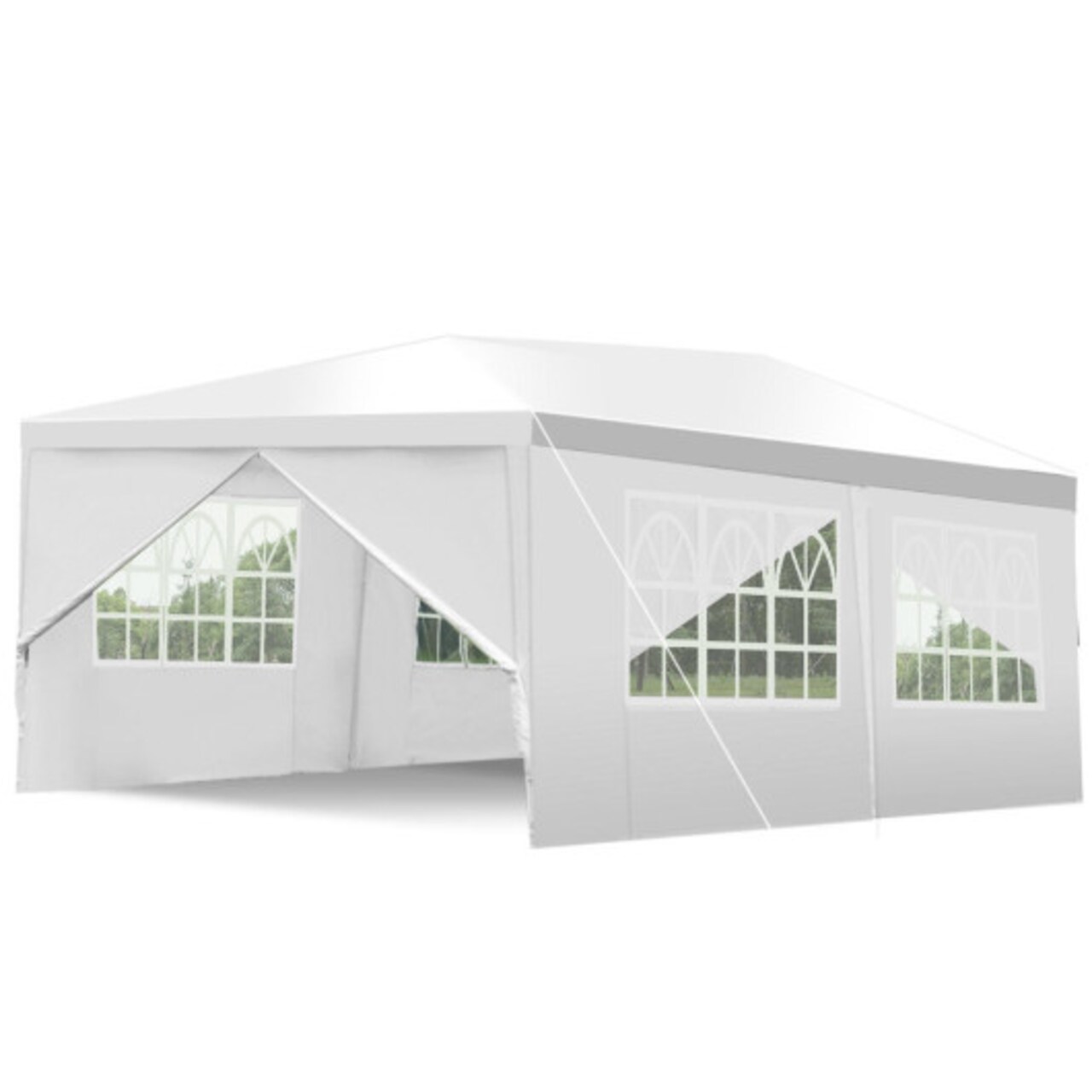 10 x 10 Feet White Heavy Duty Party Wedding Canopy Tent with 2 Zipper Doorway